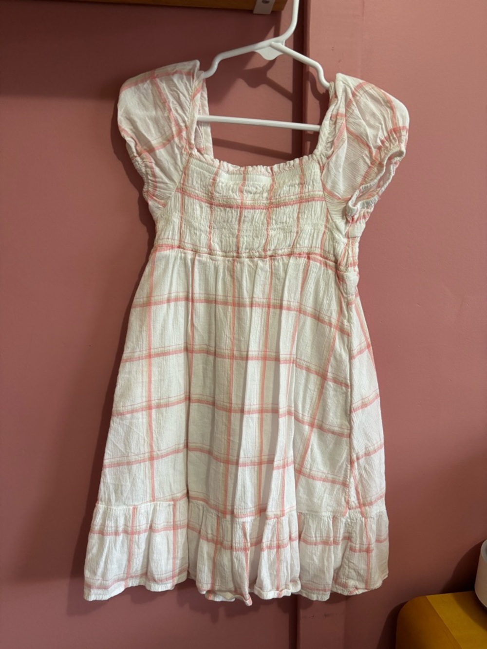 Cat & Jack smocked top 3T summer plaid dress pink and white